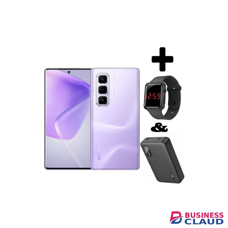 Infinix HOT 50 PRO PLUS,AMOLED CURVED SCREEN DISPLAY 6.78" INCHES(8GB +8GB) RAM & 128 GB ROM,5000MAH,50MP,PURPLE+Power Bank+Led Watch