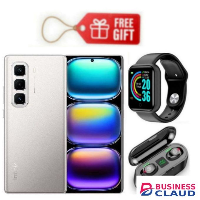 Infinix Hot 50 Pro Plus, AMOLED Curved Screen Display 6.78'', (8GB+ 8GB)RAM+128GB ROM ,5000 MAh-Dual SIM 4G, 50MP , Grey+ Smart Watch & F9 Earbuds