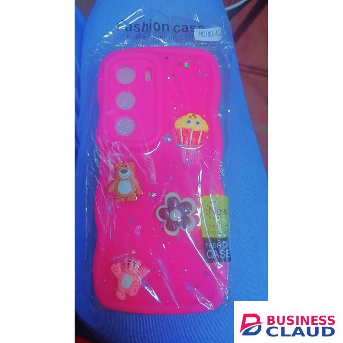 Infinix Fancy pink case with dolls for inf hot 60i