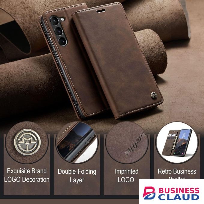 CaseMe Luxury Edition Retro Leather Wallet Case for Samsung M55 – Stylish PU Leather, Card Slots, Zipper Storage & Magnetic Flap