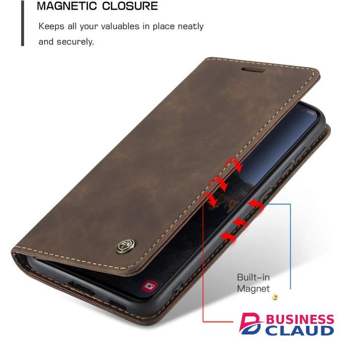 CaseMe Luxury Edition Retro Leather Wallet Case for Samsung A14 – Stylish PU Leather, Card Slots, Zipper Storage & Magnetic Flap
