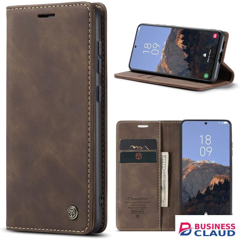 CaseMe Luxury Edition Retro Leather Wallet Case for Samsung A22 – Stylish PU Leather, Card Slots, Zipper Storage & Magnetic Flap
