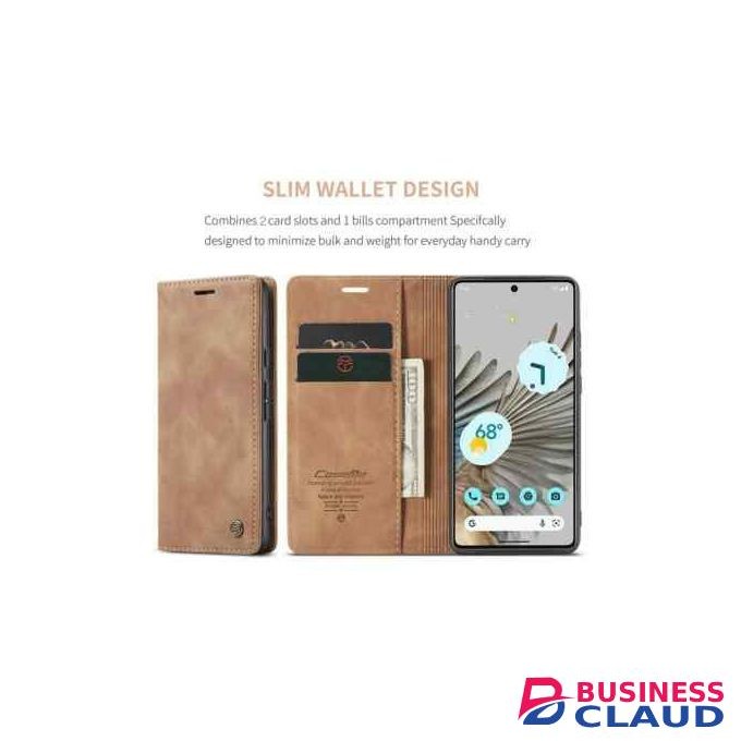 Brown Luxury Edition Retro Leather Wallet Case for Google Pixel 10 Pro– Stylish PU Leather, Card Slots, Zipper Storage & Magnetic Flap