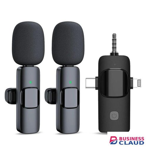 3-in-1 Wireless Lavalier Mic for iOS Android DSLR – Dual Clip-on Mics