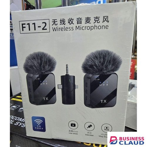 F11-2 Wireless Lavalier Mic for iPhone & Android with Noise Cancelling Dual Mics