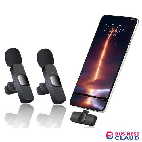 Wireless iphone Lavalier Double Microphone compatible with iPhone iPad and Android Phone, Lapel Mic Plug and Play Wireless Mic Noise Reduction Mini Microphone for Video Recording Interview Podcast Vlog YouTube Tiktok