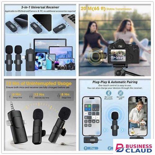 K15 Wireless Lavalier Microphone for iPhone, Android & DSLR Camera