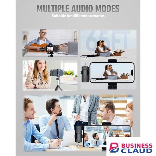 Wireless Double mic lavalier Microphone for iPhone, Android, Camera, USB-C Microphone, Wireless Lavalier Microphone, Mini Microphone, Noise Canceling Lapel Mic for Interview Video Podcast Vlog YouTube