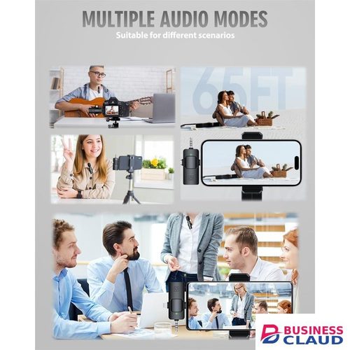 Dual Wireless Lavalier Microphones for iPhone Android Camera Laptop PC