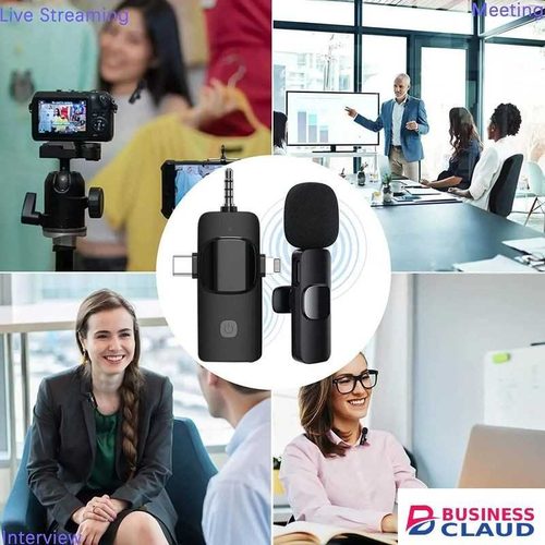3 in 1 Wireless Microphone for iPhone, Android, Camera, USB-C Microphone, Wireless Lavalier Microphone, Mini Microphone, Noise Canceling Lapel Mic for Interview Video Podcast Vlog YouTube