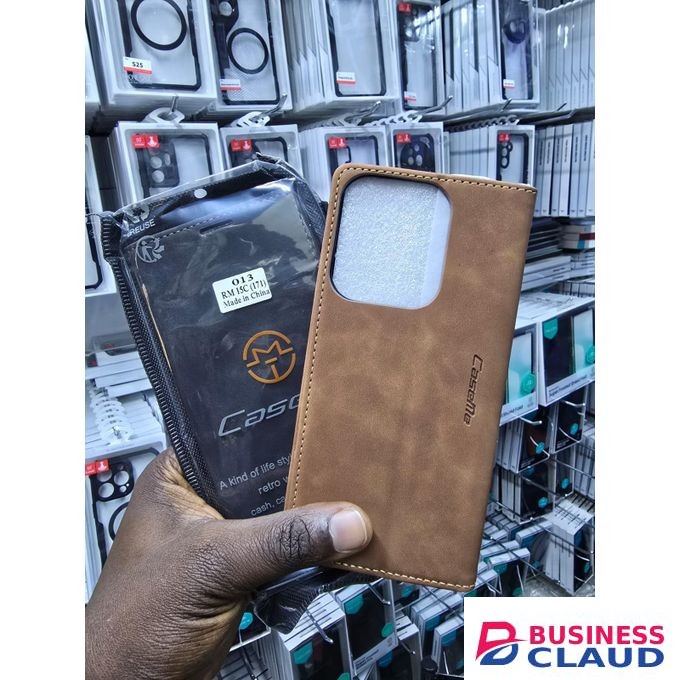 Brown Luxury Edition Retro Leather Wallet Case for OnePlus 7 Pro (1+7pro) – Stylish PU Leather, Card Slots, Zipper Storage & Magnetic Flap
