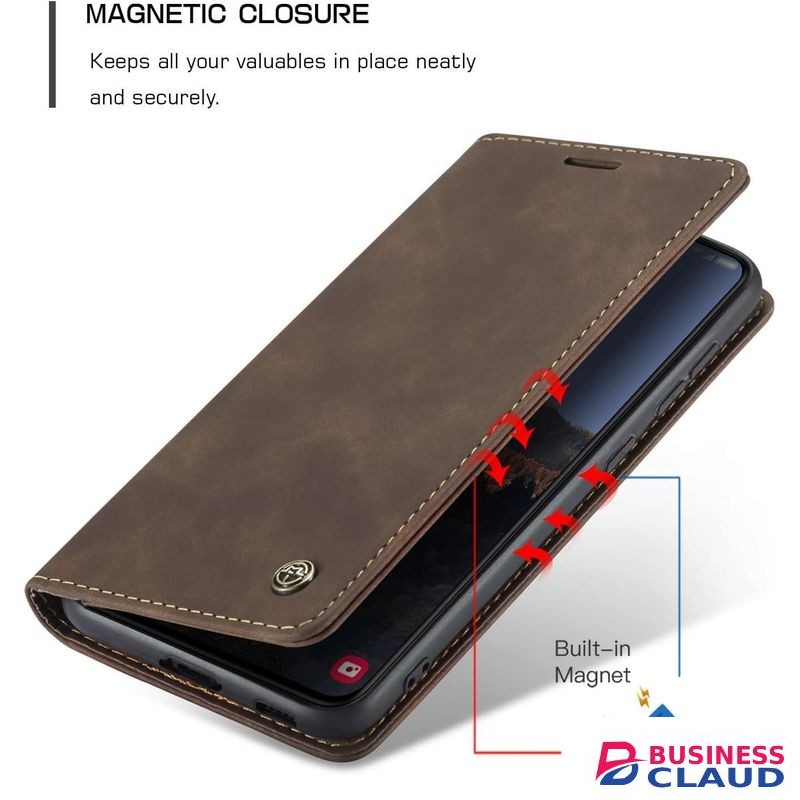 CaseMe Luxury Edition Retro Leather Wallet Case for Tecno Camon 17 pro – Stylish PU Leather, Card Slots, Zipper Storage & Magnetic Flap