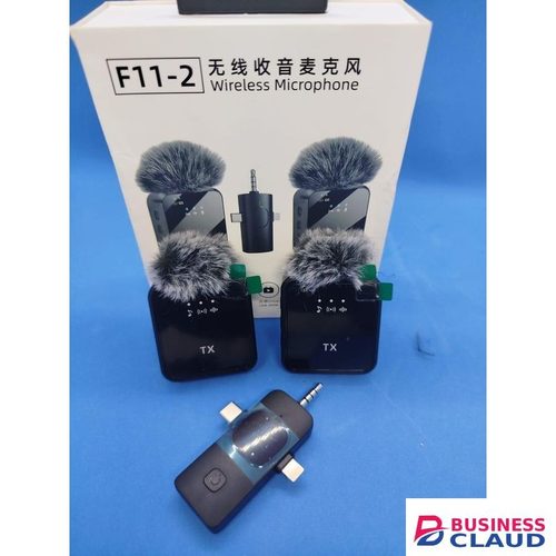F11 2 Lavalier Wireless Mic for iOS Android Type C AUX Compatible Devices
