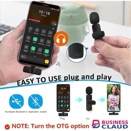 Lapel Type C Mini Wireless Lavalier Microphone for iPhone 15, iOS and Android Devices - Noise ReductionLapel Mic for Recording, Clip on Mic, Omni Lav Mic for Video Recording, Tiktok, Youtube, Vlog