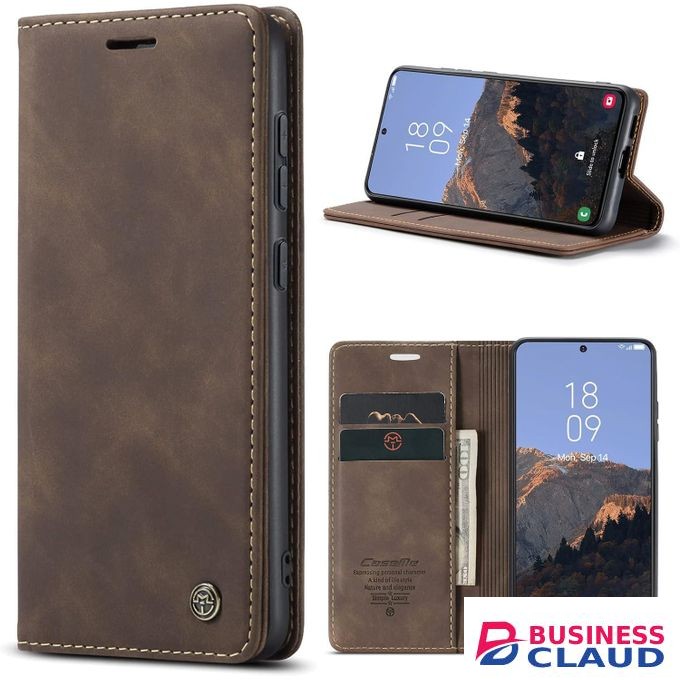 CaseMe Luxury Edition Retro Leather Wallet Case for Oppo reno 5f – Stylish PU Leather, Card Slots, Zipper Storage & Magnetic Flap