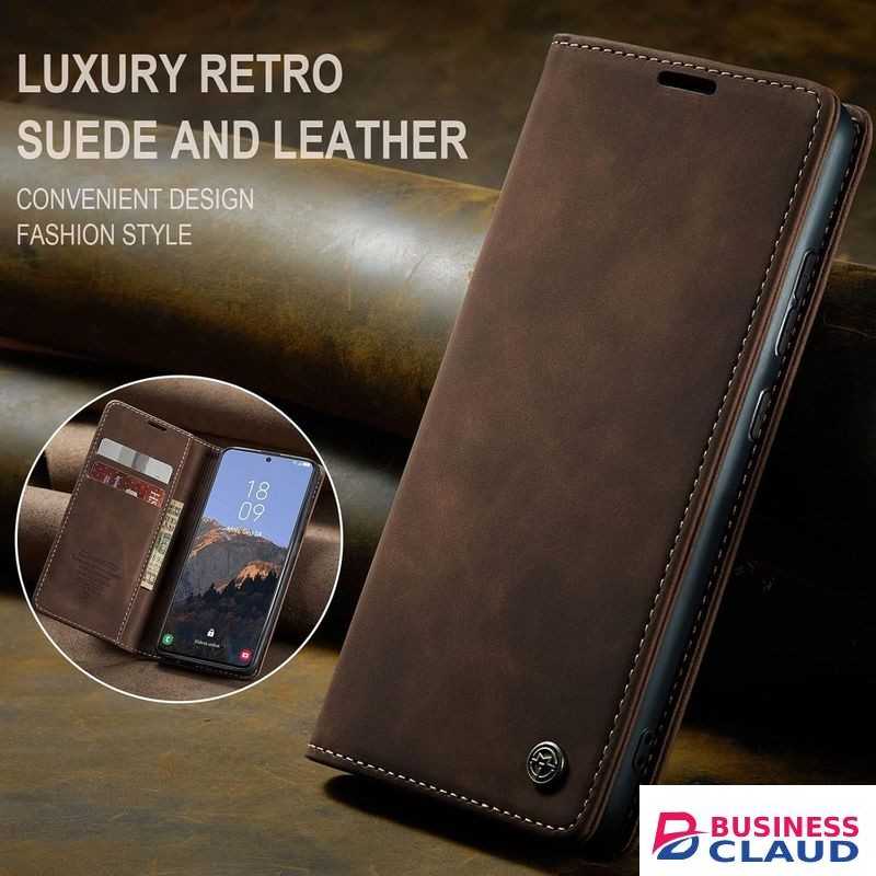 CaseMe Luxury Edition Retro Leather Wallet Case for Samsung S23ultra – Stylish PU Leather, Card Slots, Zipper Storage & Magnetic Flap
