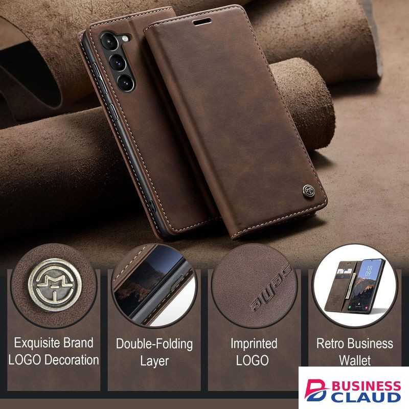 CaseMe Luxury Edition Retro Leather Wallet Case for Samsung S24ultra – Stylish PU Leather, Card Slots, Zipper Storage & Magnetic Flap
