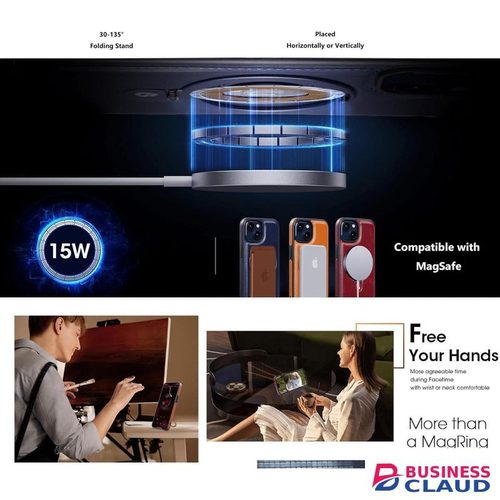 Premium Magnetic Leather iPhone Ip14 Back Cover with Stand – Elegant, Shockproof & MagSafe Compatible