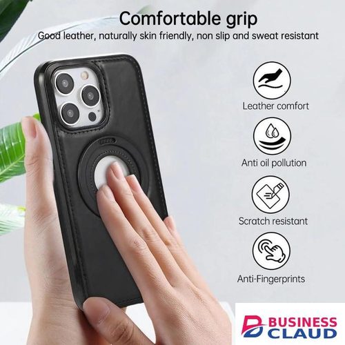 Premium Magnetic Leather iPhone Ip12 Pro Back Cover with Stand – Elegant, Shockproof & MagSafe Compatible