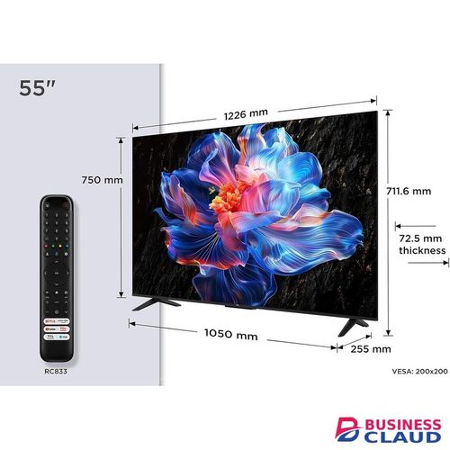 TCL 55" Inch, FRAMELESS HDR TV, 4K Ultra HD Smart TV Google TV Dolby Audio, ce Control,Bluetooth TV+FREE TILT WALL BRACKET+TV GUARD