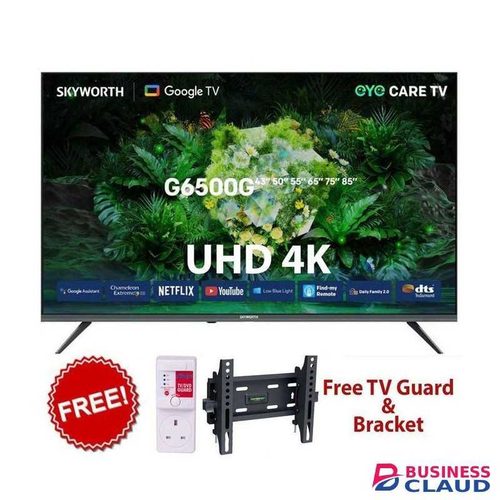 Skyworth TV 43inch Smart 4K UHD Google Tv – Frameless FREE WALL MOUNT + TV GAURD (1 Year Warranty)