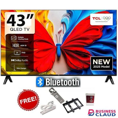 TCL S5K 43 Inch Smart QLED Google TV – Full HD HDR Picture, Dolby Audio, Streaming Apps, Wi-Fi & Bluetooth+FREE BRACKET+TV GUARD+EXTENSION+FLASH DISK (1YR WRTY