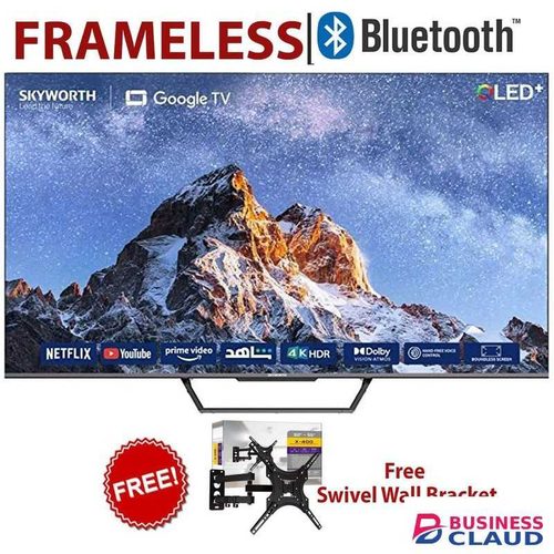 Skyworth 55" QLED+ Smart Google TV 4K UHD, Dolby Atmos, ce Control, Bluetooth 5.1, 2025 Model+SWIVEL ROTATING BRACKET