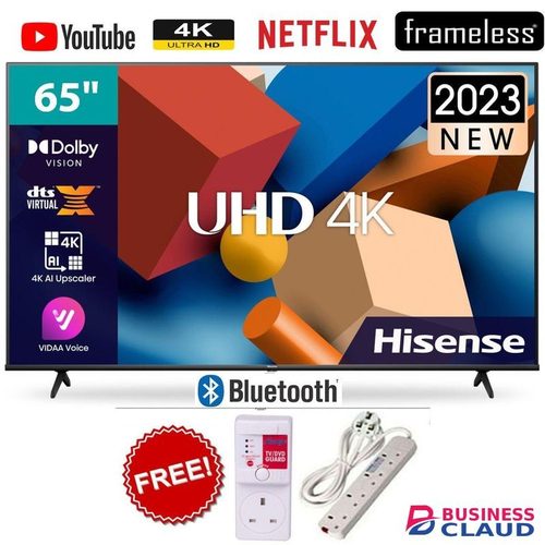 Hisense 65" Inch,ULTRA HD 4K,SMART TV,BLUETOOTH,VIDAA OS,NETFLIX+POWER GUARD+EXTENSION