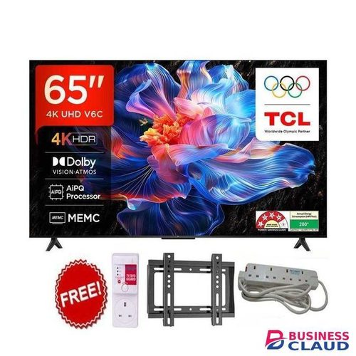 TCL 65V6C 65" Inch Smart Google TV - 4K HDR, ce Assistant, Slim Bezel+FREE WALL BRACKET+TV GUARD+EXTENSION (1YR WRTY)