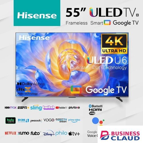 Hisense 55" ULED 4K Frameless Smart Google TV with Dolby Atmos dts X HD audio (55U61QUA)