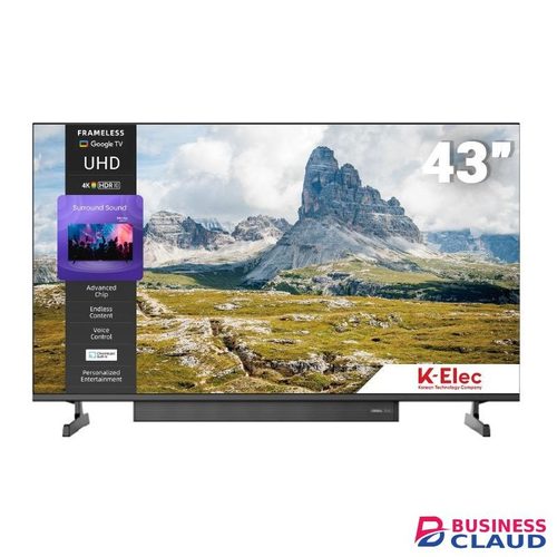 K-Elec 43" Inch FHD Smart Google LED TV | Frameless | External Dolby Atmos Soundbar | Inbuilt Decoder | Netflix YouTube | HDR | WiFi Bluetooth | 3-Year Warranty + FREE TV GUARD + WALL MOUNT