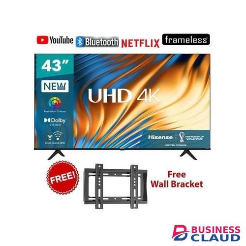 Hisense 43 Inch, A6 Series, 43A6HKEN, Frameless, UHD 4K, Smart TV,NETFLIX,YOUTUBE+WALL BRACKET