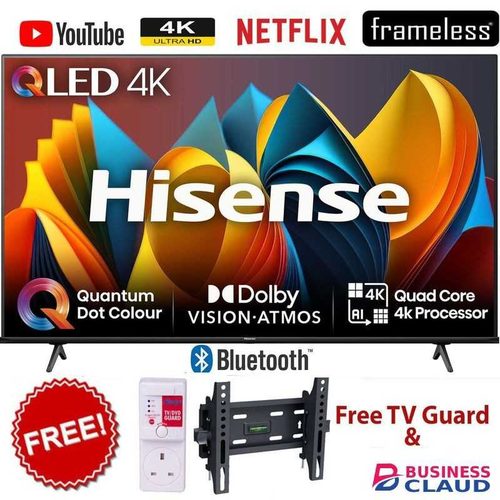 Hisense 43 Inch UHD 4K QLED, Dolby Vision Smart TV,Bluetooth-Enabled,Netflix,Youtube +Free Gifts