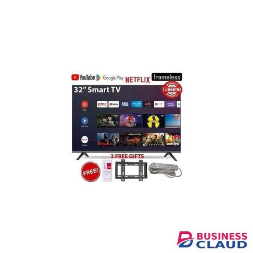 Solarmax 32"Inch Bluetooth Enabled Frameless Smart Android TV Inbuilt Decoder Netflix You Tube Appstore +FREE TV Guard /Bracket /Free Extens