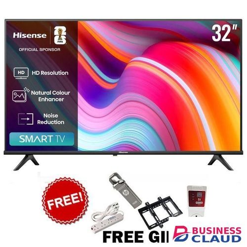 Hisense 32 Inch Smart TV A4,HD Display, Smart Apps, Energy Saving+FREE BRACKET+TV GUARD+EXTENSION+FLASH DISK