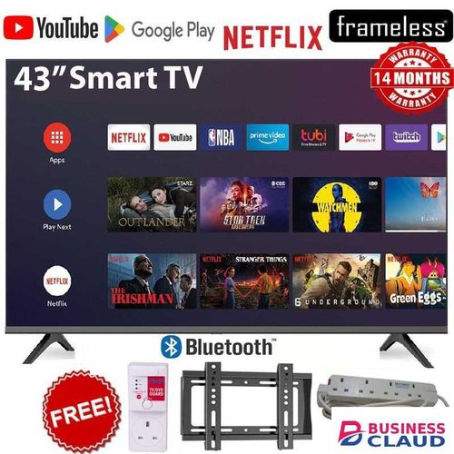 Solarmax 43" Inch Bluetooth Enabled FHD Frameless Smart Android TV Netflix Youtube Inbuilt Decoder App Store+FREE GIFTS (1 YEAR WARRANTY)