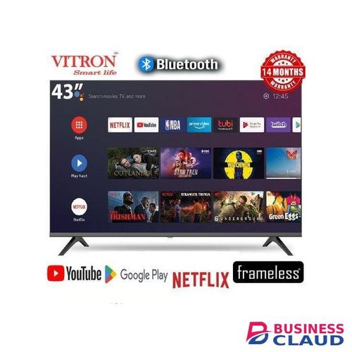 Vitron 43" INCH TV QLED TV, Bluetooth TV, ICAST,FHD Smart Android & DIGITAL TV, Inbuilt Decoder, Wi-Fi, Netflix YouTube App Store (1 YR WRTT) +FREE TV GUARD+ WALL BRACKET + EXTENSION CABLE