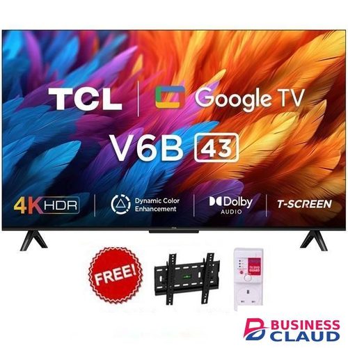 TCL 43V6B -43" inch HDR 4K UHD Google TV,Frameless/Bluetooth,Netflix&Youtube+TILT BRACKET+GUARD