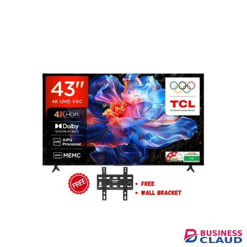 TCL 43V6C,43 Inch Smart Google TV, 4K Ultra HD HDR, Frameless Design, Dolby Audio+FREE WALL BRACKET