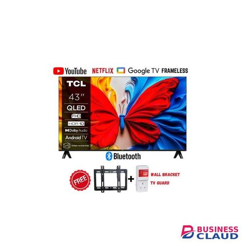 TCL 43S5K 43 Inch QLED Google Television,2025 Smart Model, Full HD, Android TV OS, WiFi, Bluetooth, HDMI, USB+FREE BRACKET+TV GUARD+WALL BRACKET