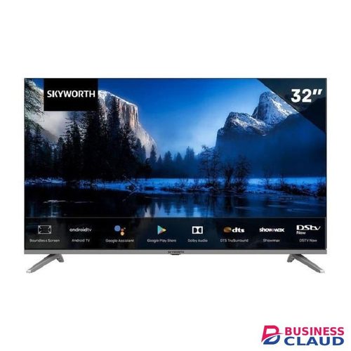 Skyworth 32E Series, 32" Inch Frameless Smart Google AI TV Chrome Cast Built-in, Wi-Fi Built In, Bluetooth Enabled Television, Netflix, Youtube, Inbuilt Decoder, PrimeVideo(1 Year Warranty)+a Free Wall Mounting Bracket