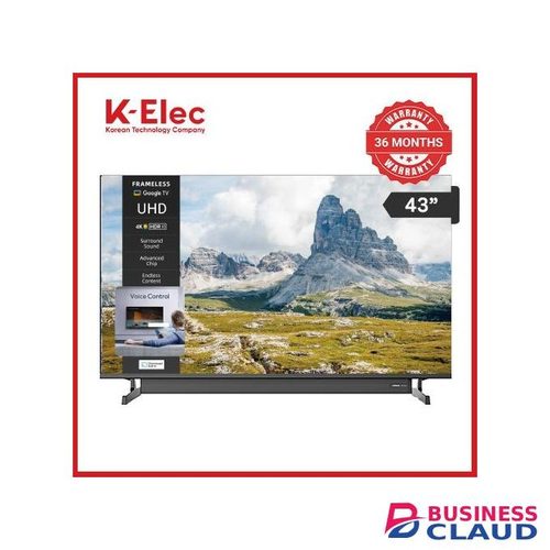 K-Elec 43" Inch 4K UHD Smart Google LED TV | Frameless | External Soundbar | Inbuilt Decoder | Netflix YouTube | HDR | WiFi | 36-Month Warranty