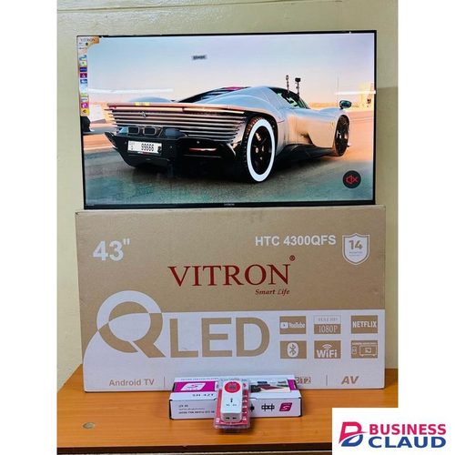 Vitron 43" Inch QLED Smart Android Television – Frameless Design, Bluetooth, iCast Screen, Netflix, YouTube, App Store, HDMI, USB, Wi-Fi