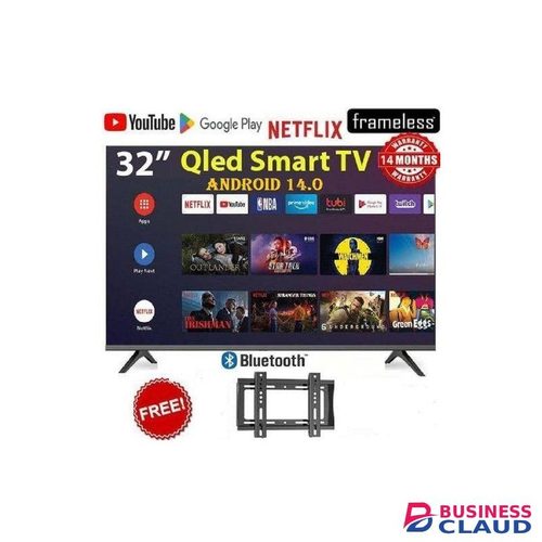 Vitron HTC3288QS,32"inch QLED TV Frameless BLUEOOTH ENABLED Television Smart Android 14.0 TV and Digital TV, Netflix, YouTube, WIFI Connectivity, icast screen mirroring (1 YEAR WARRANTY)+ FREE WALL BRACKET