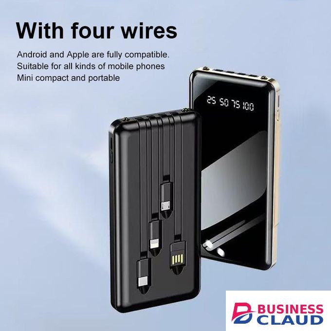SUNDASELF 20000mAh Power Charging Bank Built-in Cables -LED Light Flashlight