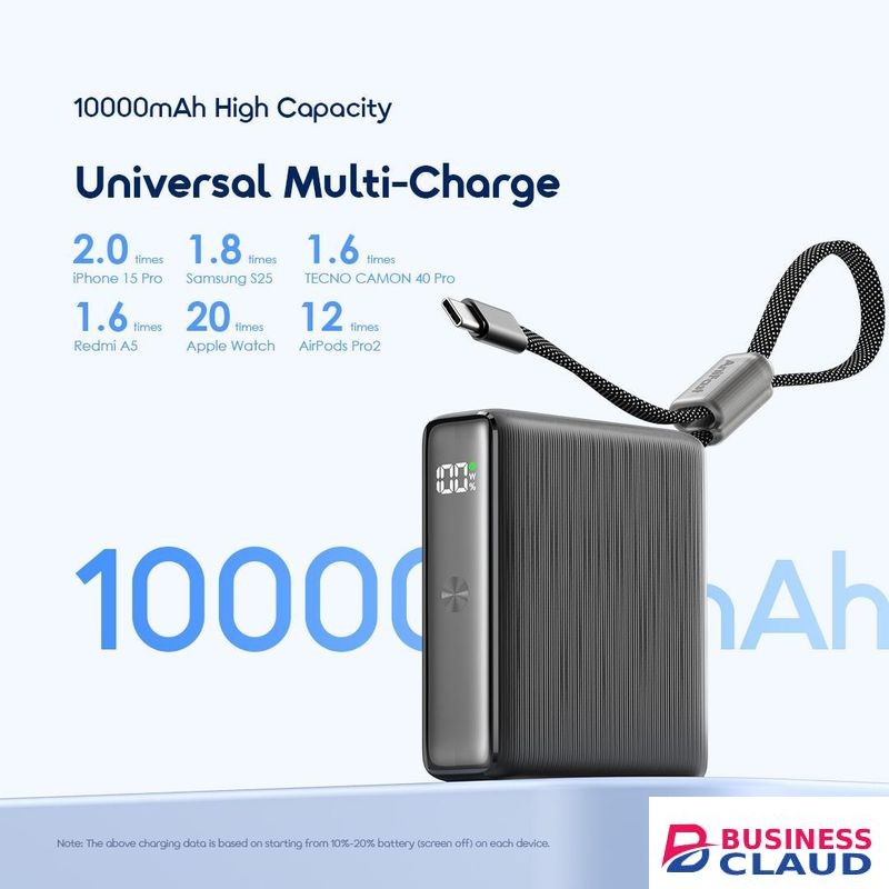 Oraimo PowerNova L11 Power Bank 10000mAh 22.5W Fast Charging Built-In Cable - Blue