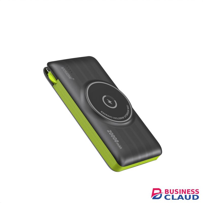 Vision Plus Wireless Power Bank 20000mAh (Fast+ Technology) VPPB20W - Black / Green