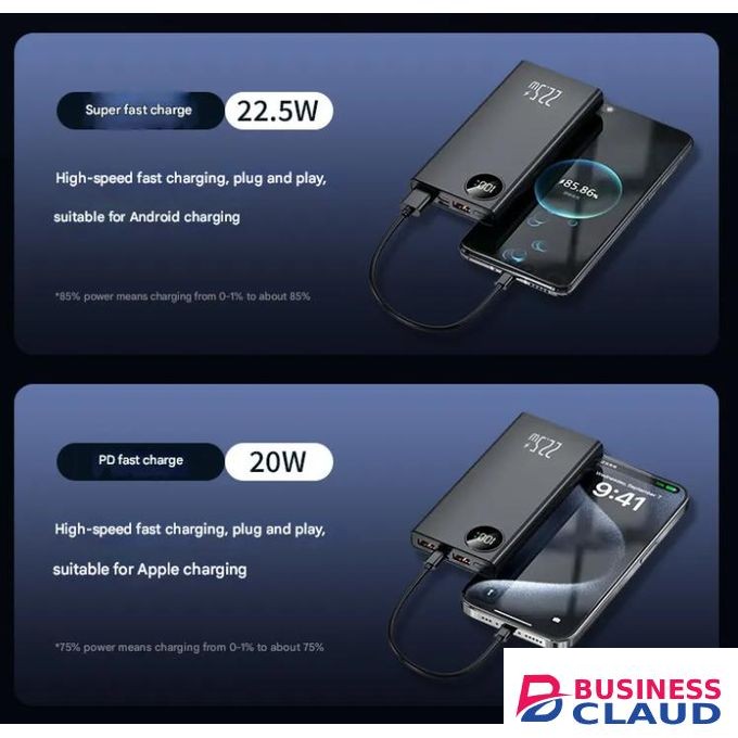 20,000mAh-Round screen digital display 22.5W super fast charging power bank