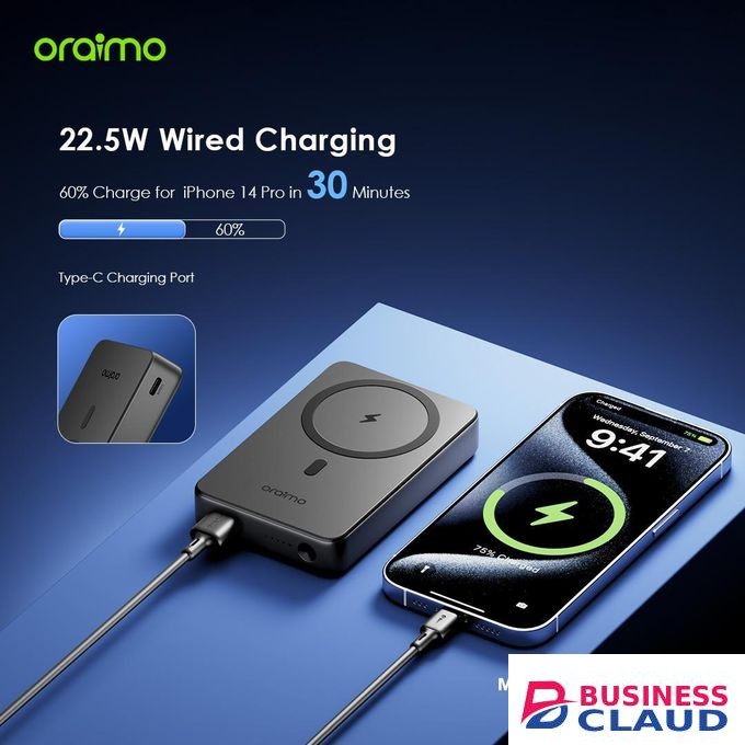 Oraimo MagPower 15 Power Bank 10000mAh Wireless Strong Magnetic Attachment - Black