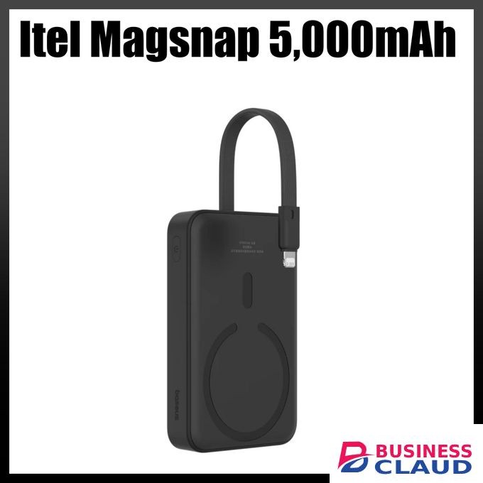 Itel PowerEasy 1 MagSnap 10C A1820 Dual Wireless Fast Charger 5000mah, Strong Magnetic Hold Built-In Cable